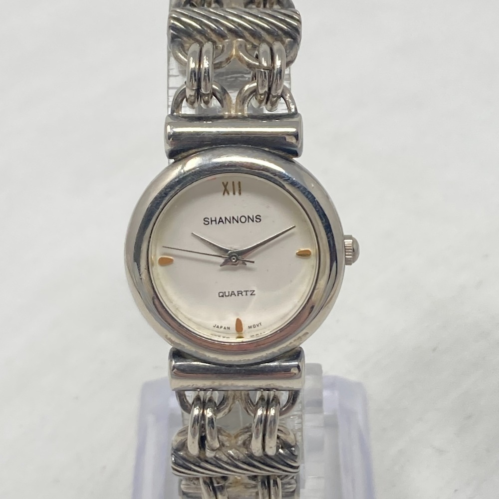 Vtg Shannons Watch Women 25mm Silver Tone Chain Link Band New Battery 6.5"